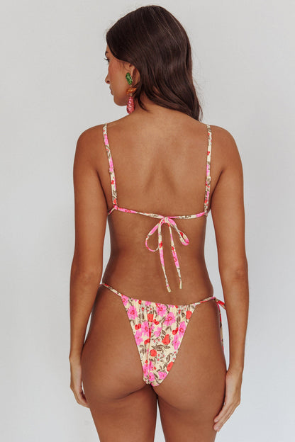 Sovereign High Cut String Bikini Bottom Yellow Floral