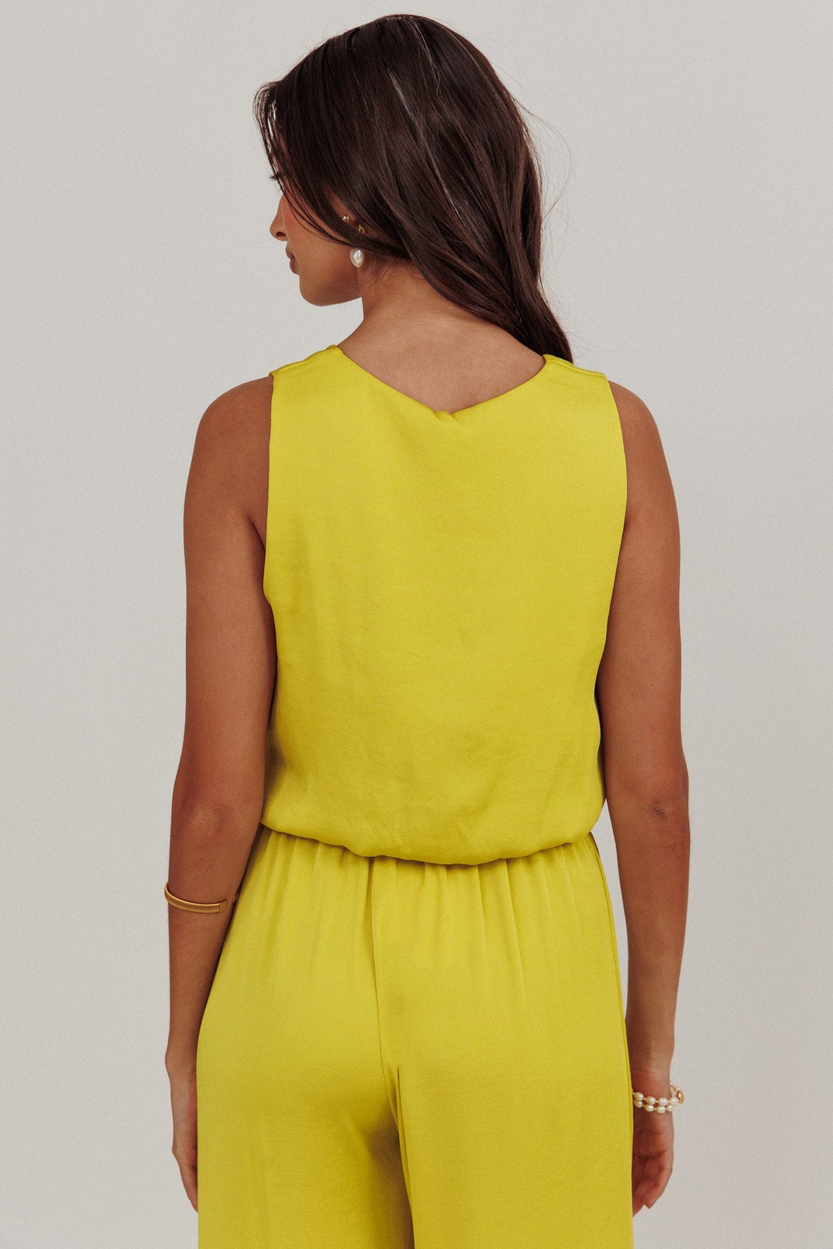 Mariposa Sleeveless Bubble Hem Top Chartreuse