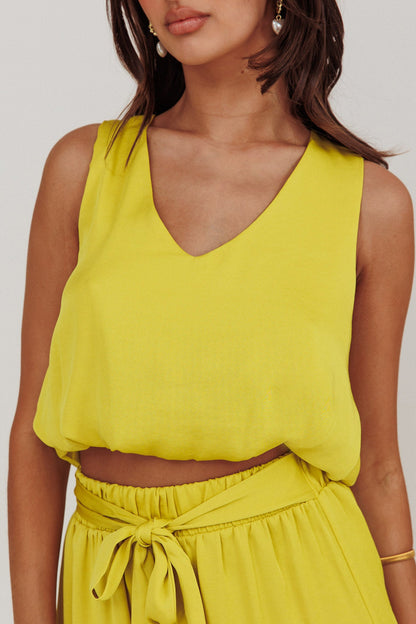 Mariposa Sleeveless Bubble Hem Top Chartreuse