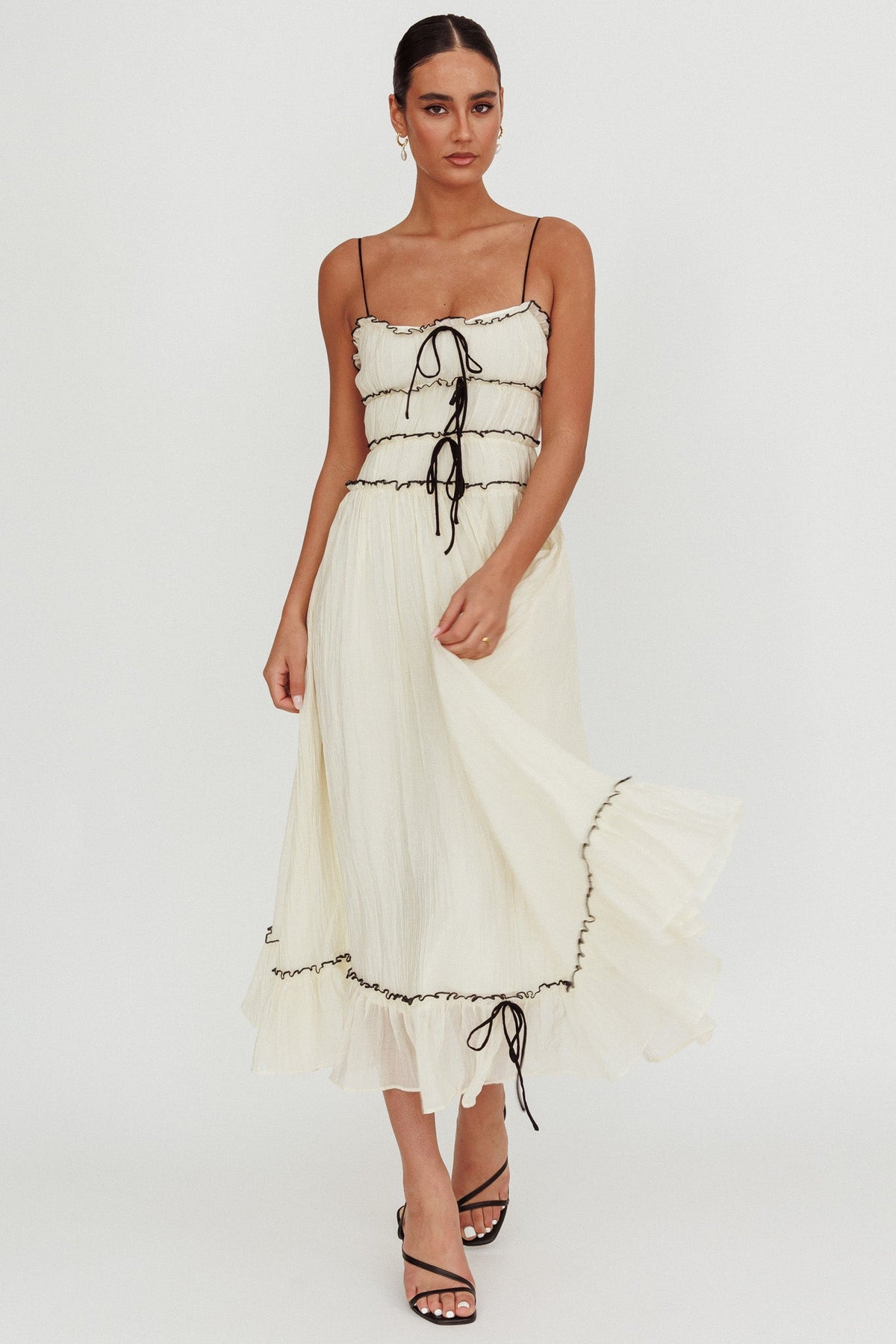 Maidens Tie Accent Maxi Dress Cream