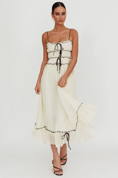 Maidens Tie Accent Maxi Dress Cream