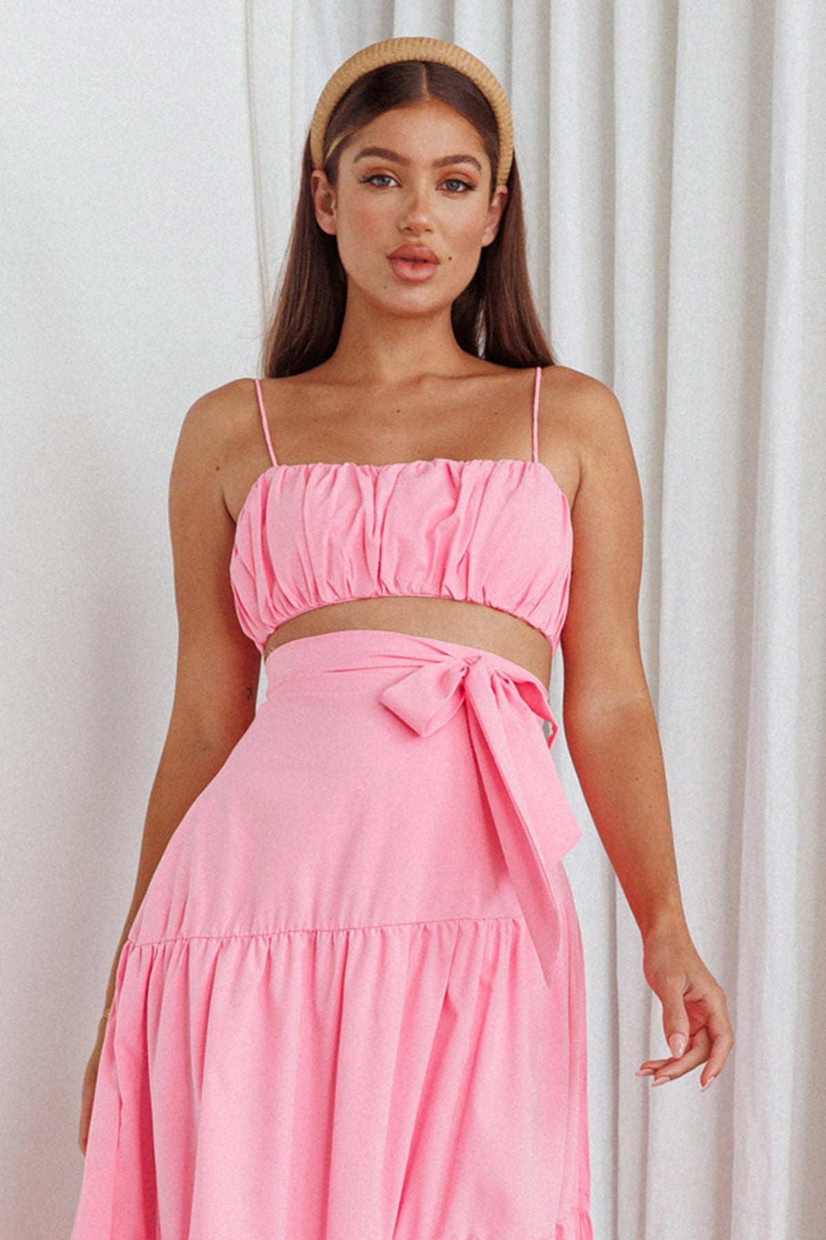 Bondi Gathered Crop Top Pink