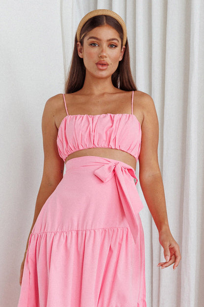 Bondi Gathered Crop Top Pink