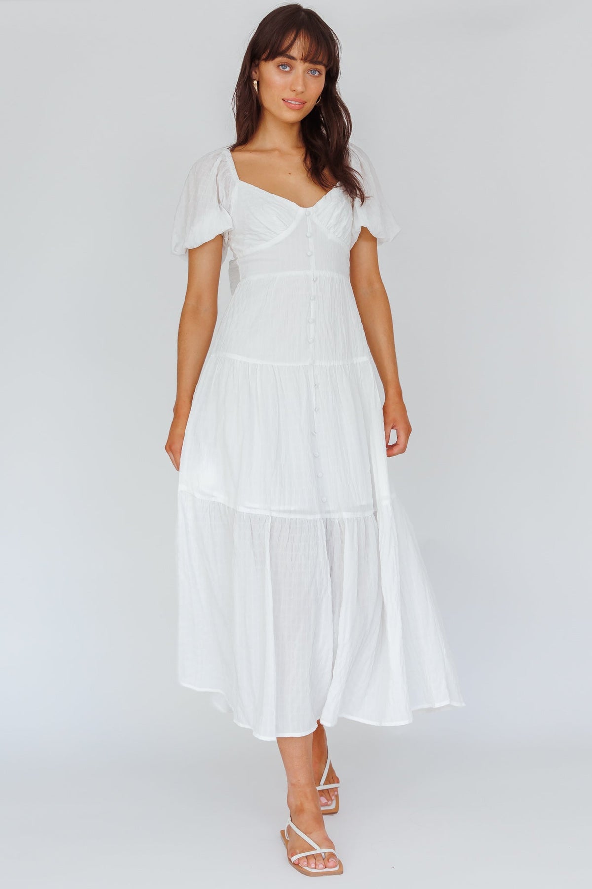 Royce Bow Back Midi Dress White