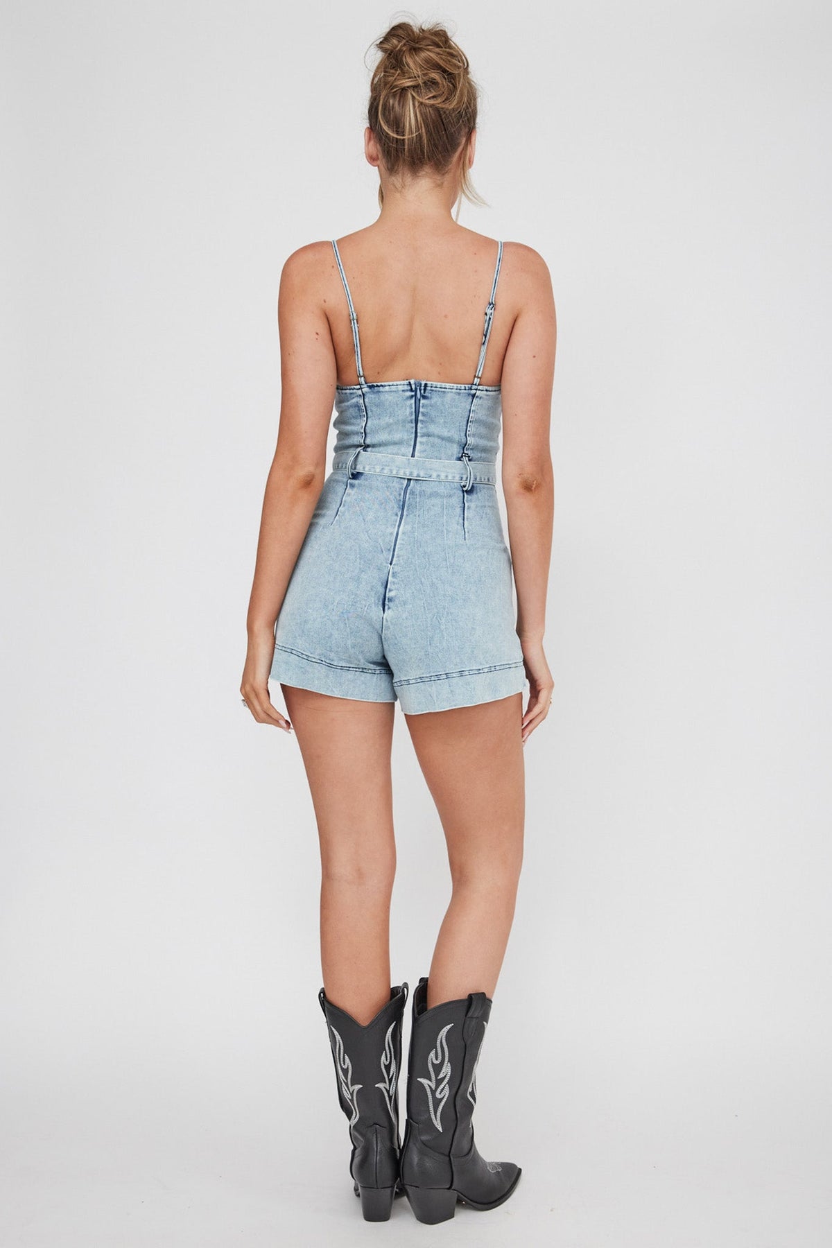 Laureen Pocket Romper Denim