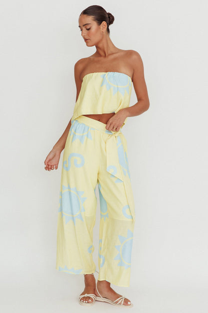 Nectar Sun Print Wide Leg Pants Yellow
