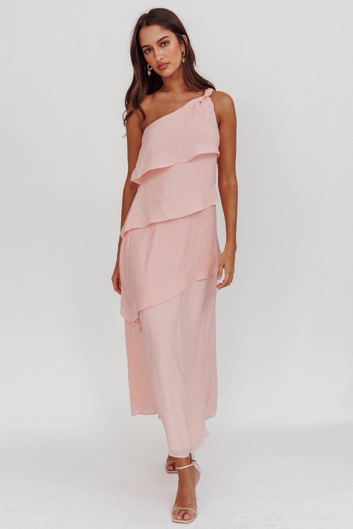 Delwyn One-Shoulder Maxi Dress Baby Pink