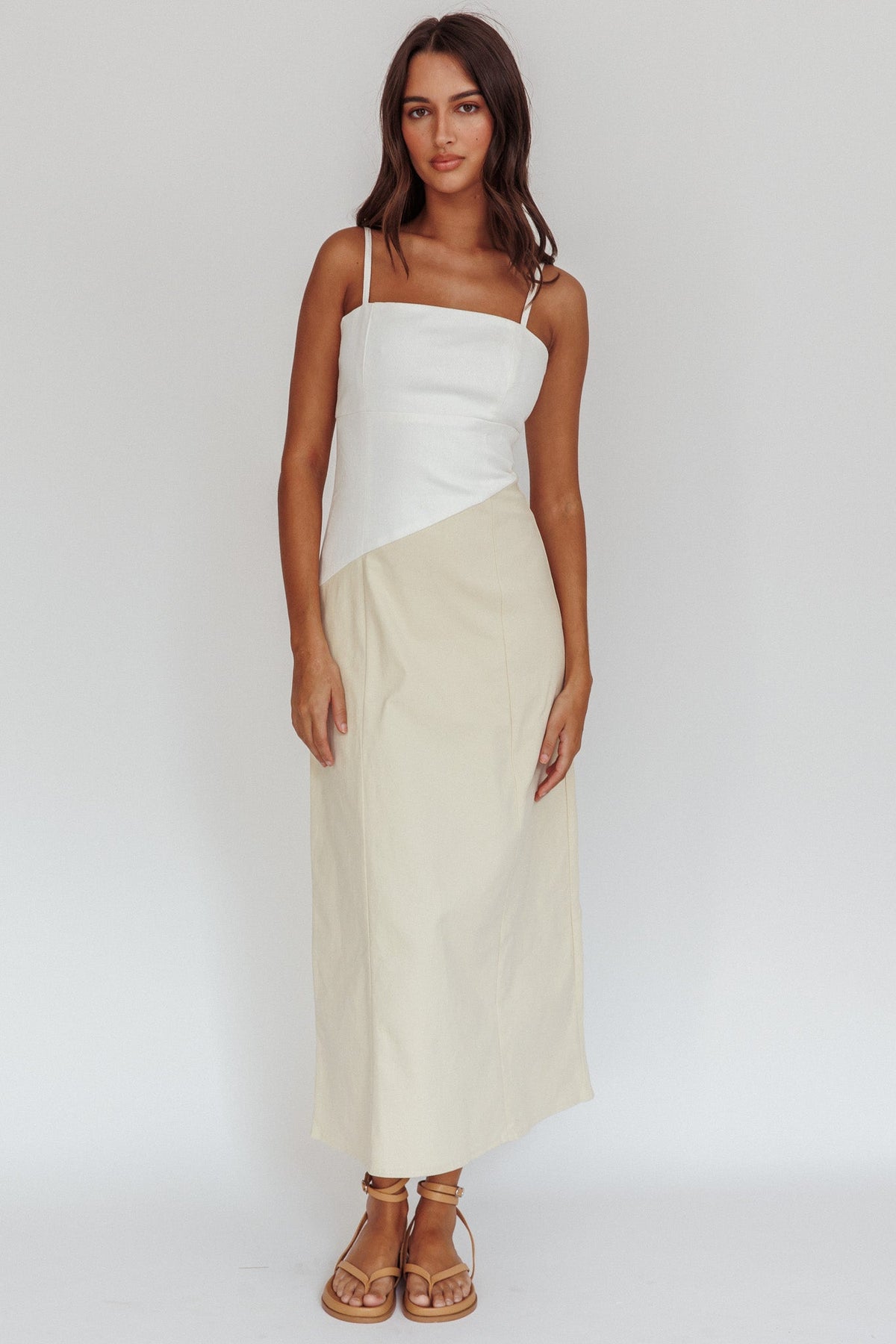 Irelia Contrast Maxi Dress White