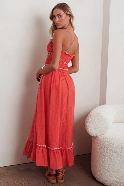 Ballad One-Shoulder Maxi Dress Coral