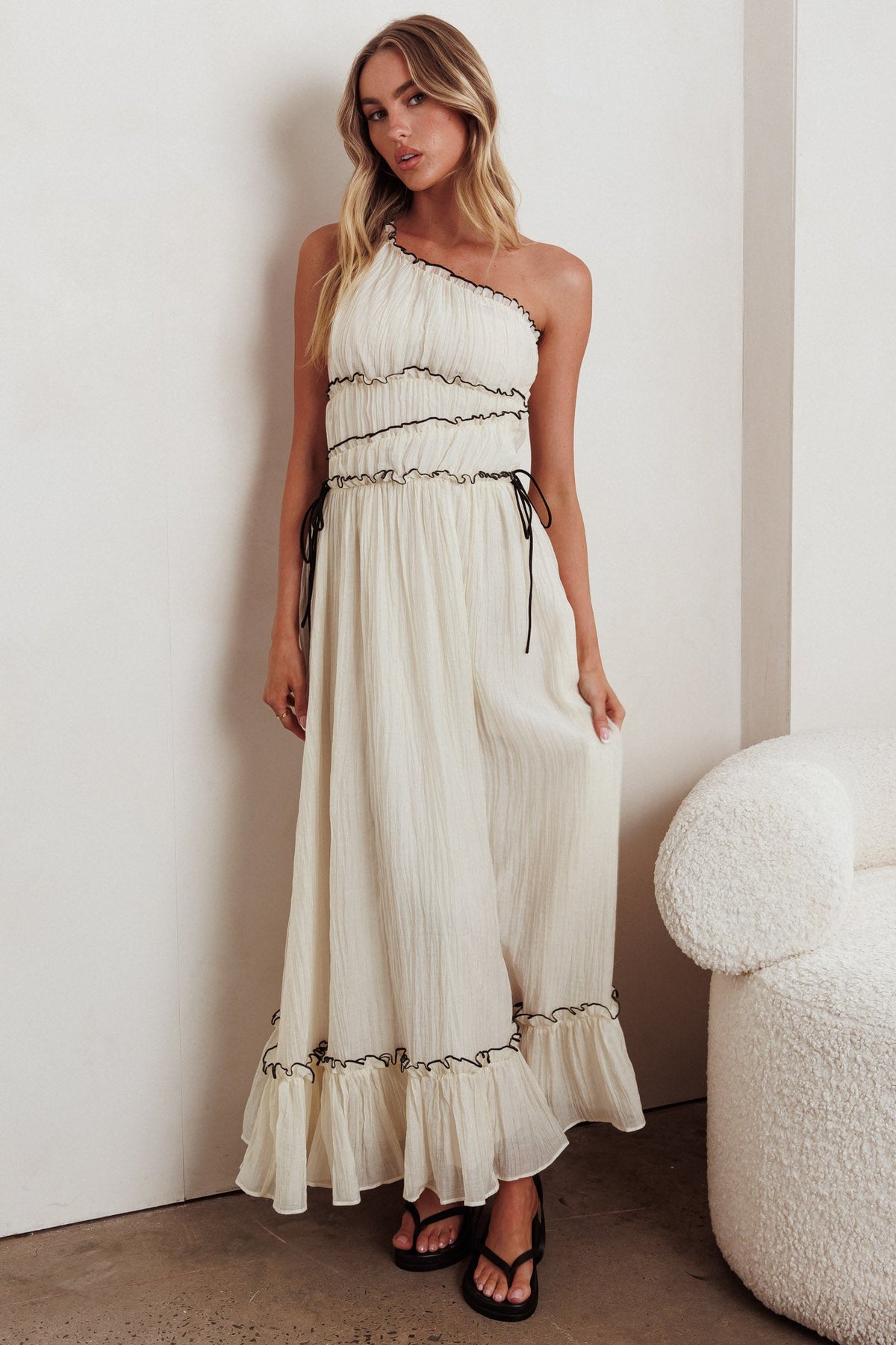 Ballad One-Shoulder Maxi Dress Cream