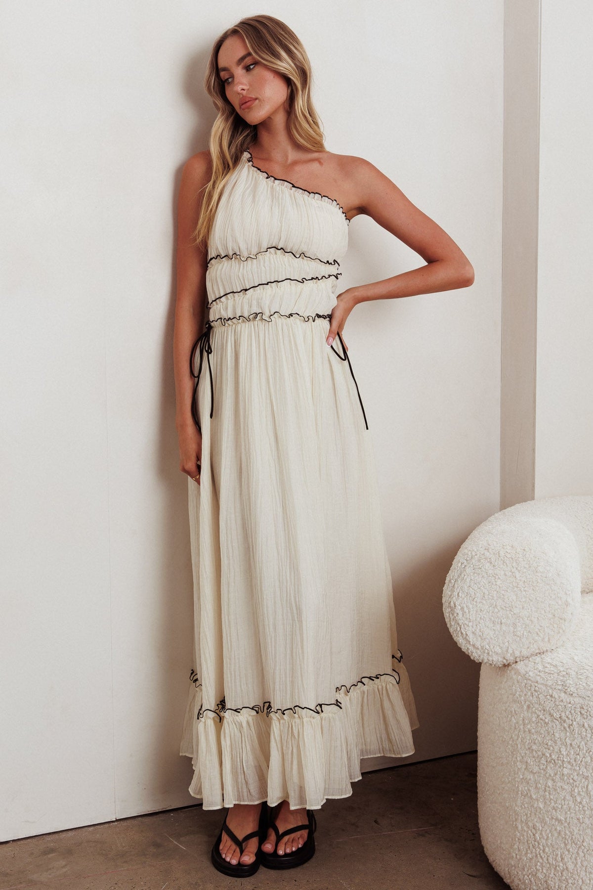 Ballad One-Shoulder Maxi Dress Cream