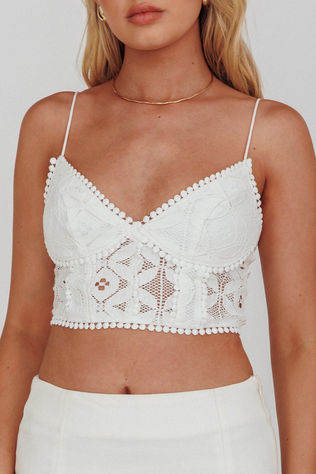 Talk About Me Cami Crop Top White