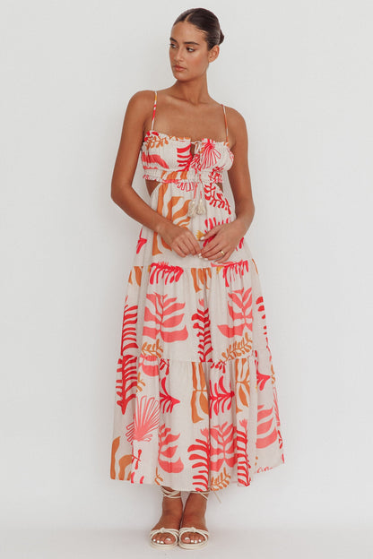 Eyona Cut-Out Back Floral Maxi Dress Pink
