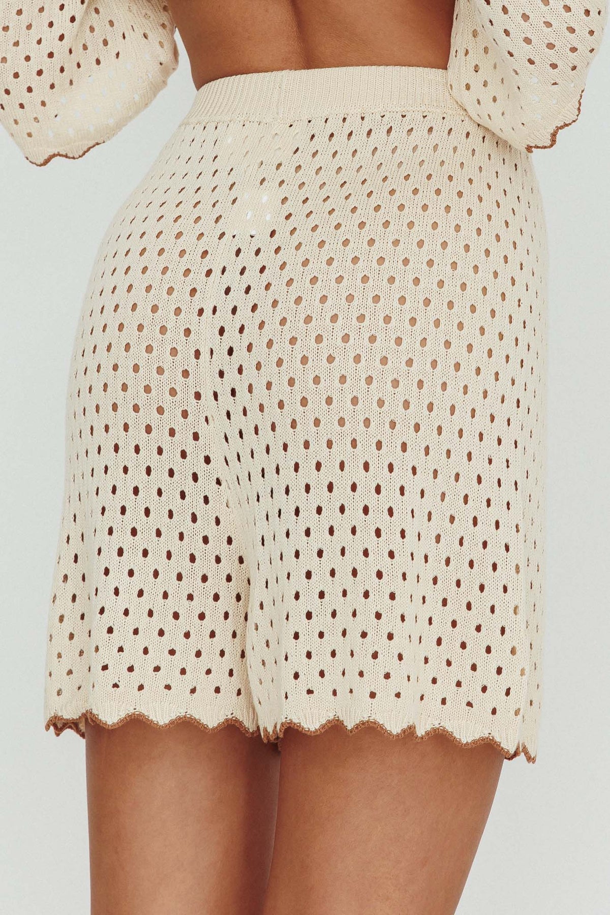 Just A Hunch Crochet Shorts Nutmeg/Shell