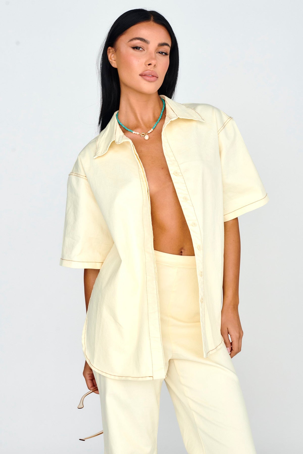 Light Aura Button Up Shirt Buttermilk
