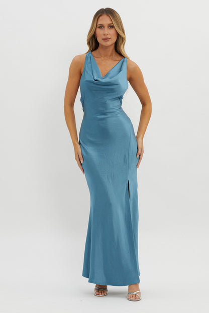 Gwendelynn Floral Back Strap Dress Blue