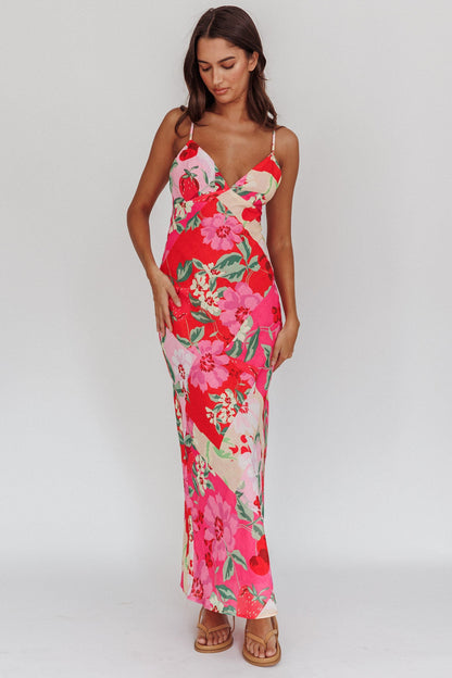 Jaya Floral A-line Maxi Dress Pink