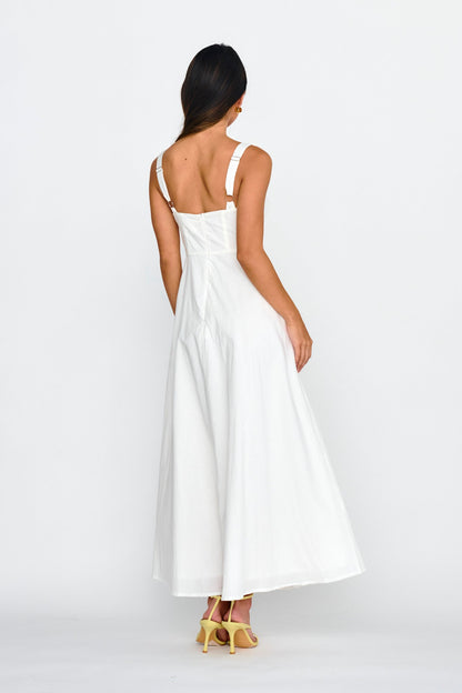 Kasiah Lace Trim Maxi Dress White