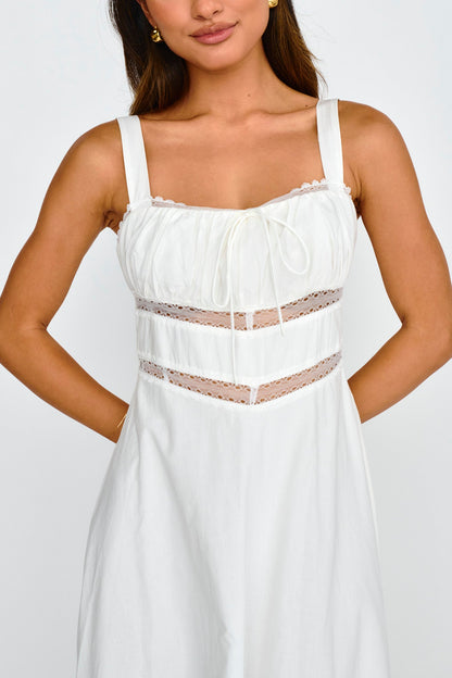 Kasiah Lace Trim Maxi Dress White