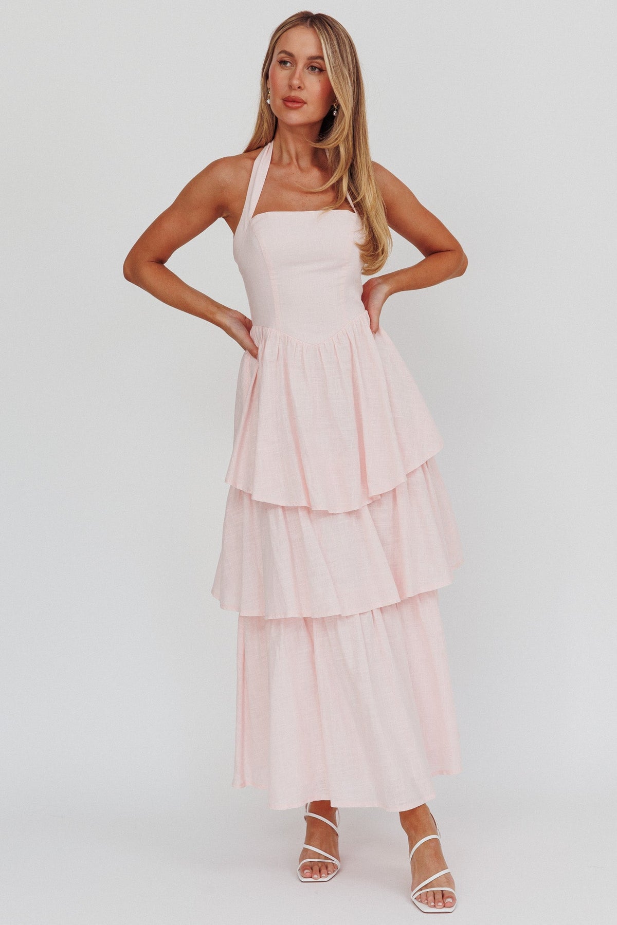 Shaya Tiered Ruffle Maxi Dress Pink