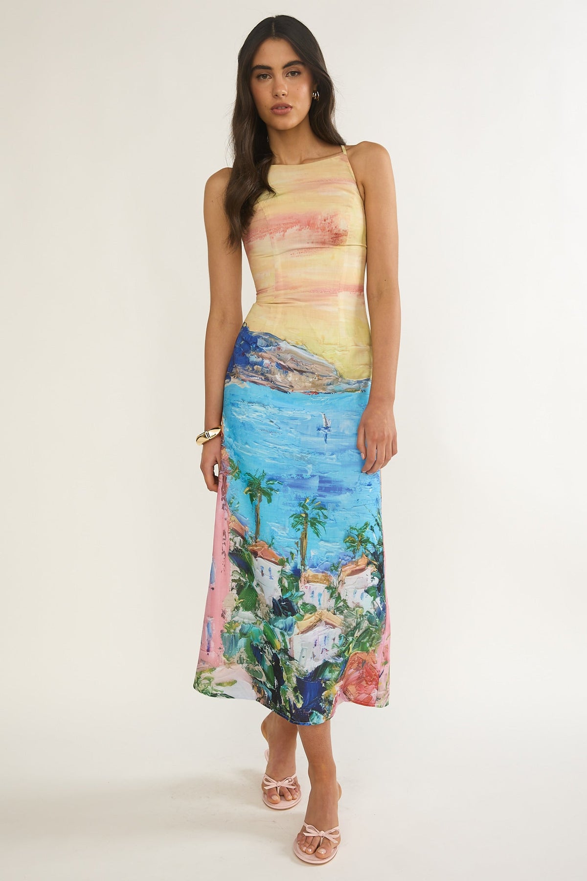 No Ordinary Girl Tied Back Maxi Dress Euro Print