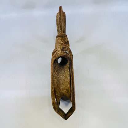 Antique Cast Iron Barn Pulley Openwork Swivel Hook Rustic Industrial Farm Deco