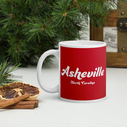 Asheville NC Red Glossy Mug