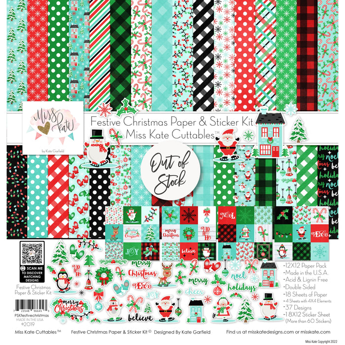 Festive Christmas - Scrapbook Paper & Sticker Kit 12X12 (Ds)