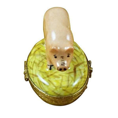 Pig on Straw limoges box Porcelain Limoges French Trinket Box