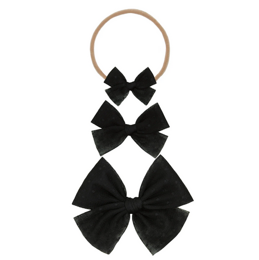 Black Dot Tulle Bow Nylon- Small