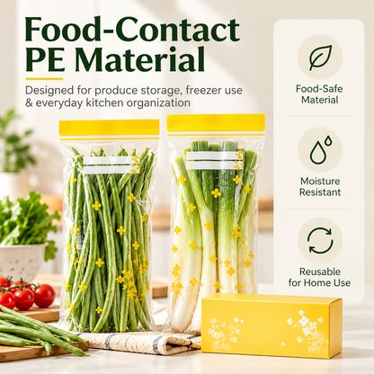 Double-Seal Reusable Food Storage Bags – Leakproof Clear Freezer Bags, 30 Pack