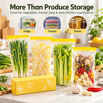 Double-Seal Reusable Food Storage Bags – Leakproof Clear Freezer Bags, 30 Pack