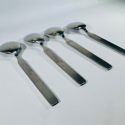 Danika Stainless Steel Oval Soup Spoons Bundle of 4, MSI Japan Flatware, Celtic Knot Handle, Vintage Discontinued Silverware