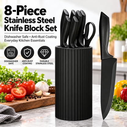 8-Piece Stainless Steel Chef’s Knife Block Set - Limited-time discount