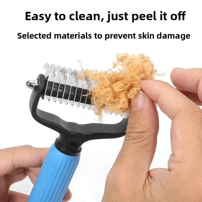 Double-Sided Pet Deshedding Brush - Hurtless Undercoat Rake Comb for Dogs, Cats, Reduces Shedding, Flying Hair