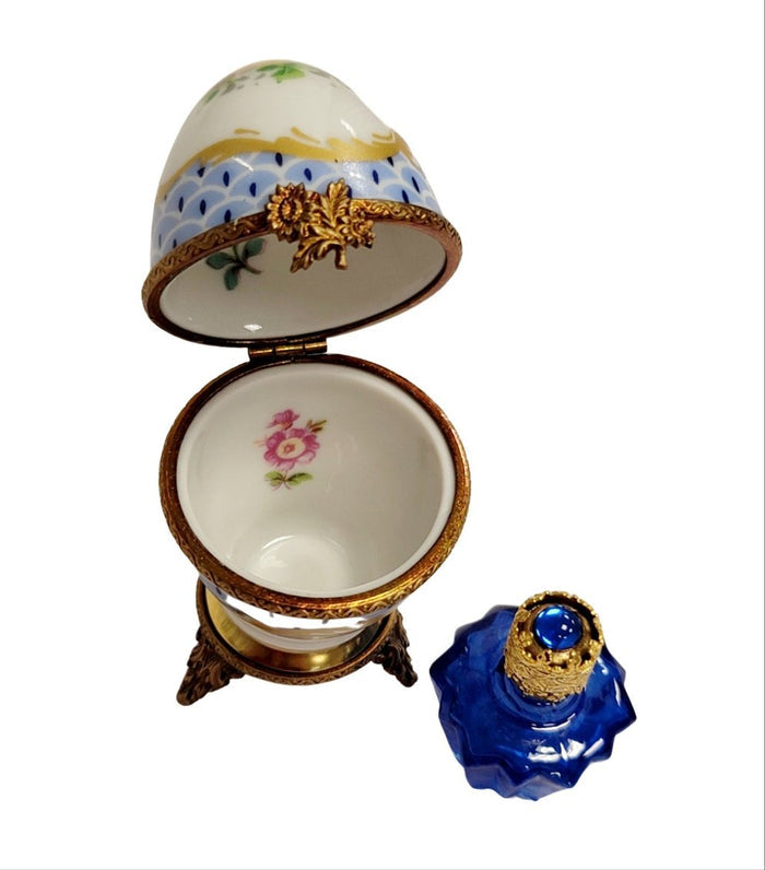 Elegance in Egg Perfume Porcelain Limoges Perfume egg French Trinket Box