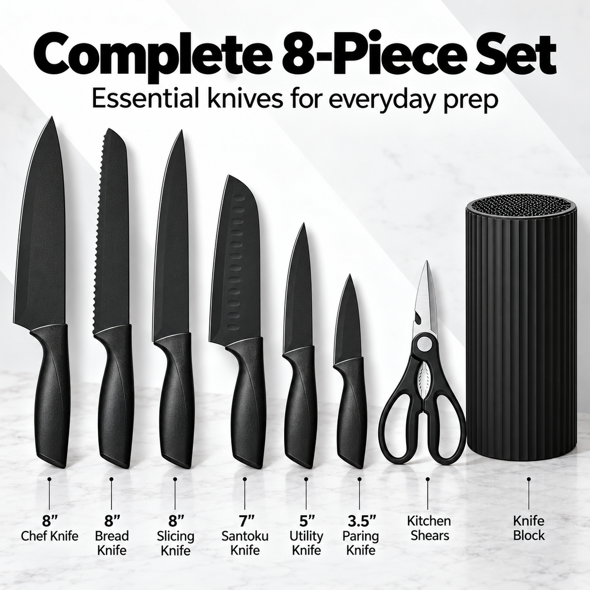 8-Piece Stainless Steel Chef’s Knife Block Set - Limited-time discount