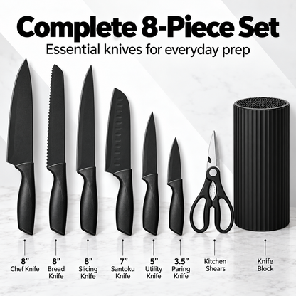 8-Piece Stainless Steel Chef’s Knife Block Set - Limited-time discount
