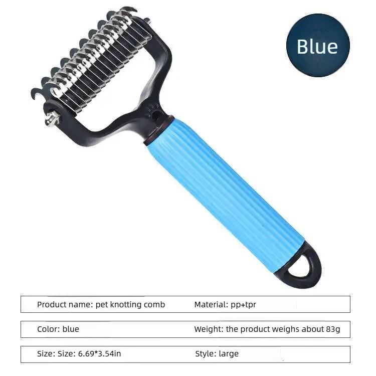 Double-Sided Pet Deshedding Brush - Hurtless Undercoat Rake Comb for Dogs, Cats, Reduces Shedding, Flying Hair