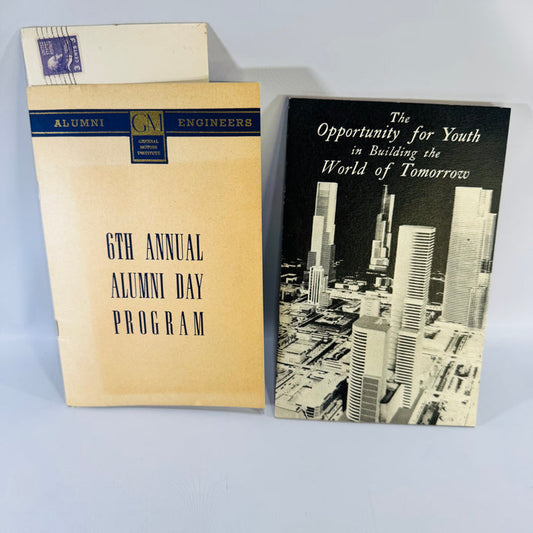 General Motors Institute Ephemera Lot 1940s Alumni Program World’s Fair Youth Booklet Letters and Envelope