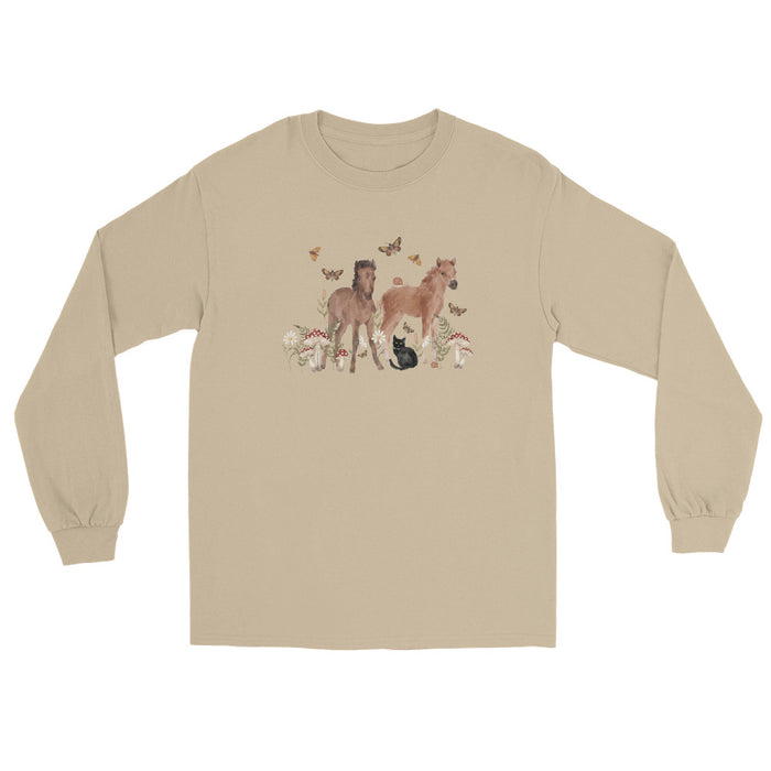 Gidget and Ginny Long Sleeve T-Shirt by Katie Van Slyke - Sand