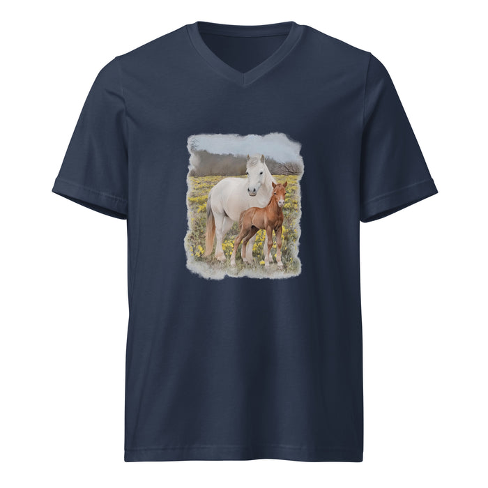 Glenn and Coco V-Neck T-Shirt by Katie Van Slyke - Navy