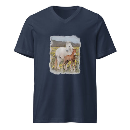 Glenn and Coco V-Neck T-Shirt by Katie Van Slyke - Navy