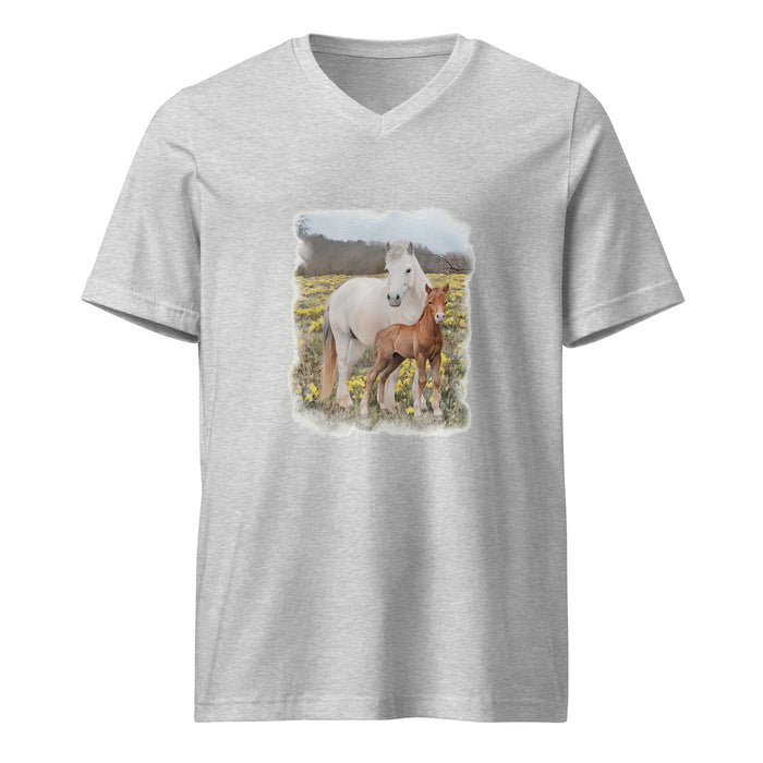 Glenn and Coco V-Neck T-Shirt by Katie Van Slyke - Athletic Heather