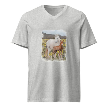 Glenn and Coco V-Neck T-Shirt by Katie Van Slyke - Athletic Heather