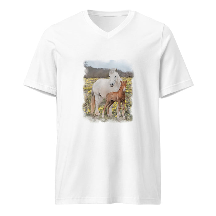Glenn and Coco V-Neck T-Shirt by Katie Van Slyke - White