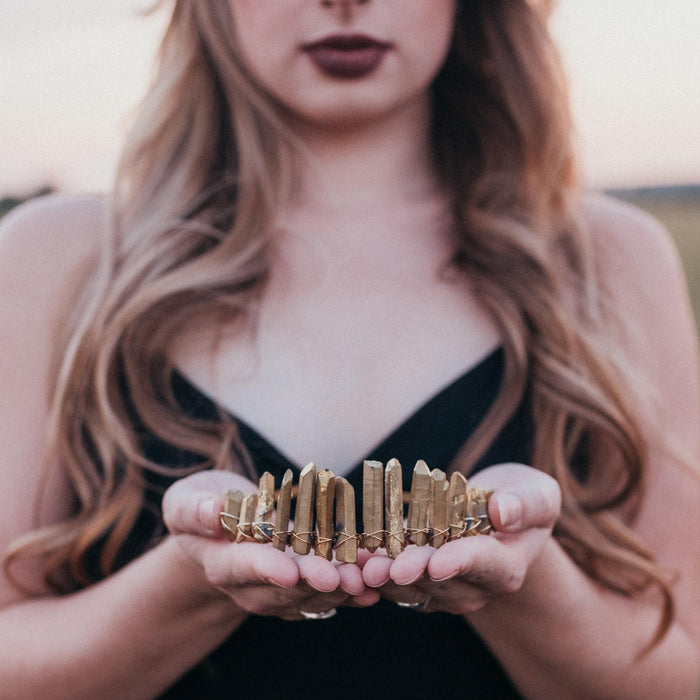Golden Crystal Quartz Tiara Salt and Sparkle