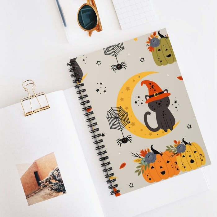 Halloween Kitty Spiral Lined Notebook