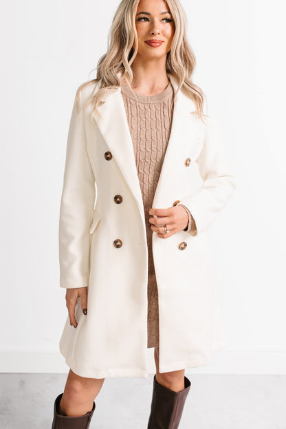Downtown Drift Button Up Lightweight Coat (Ivory)
