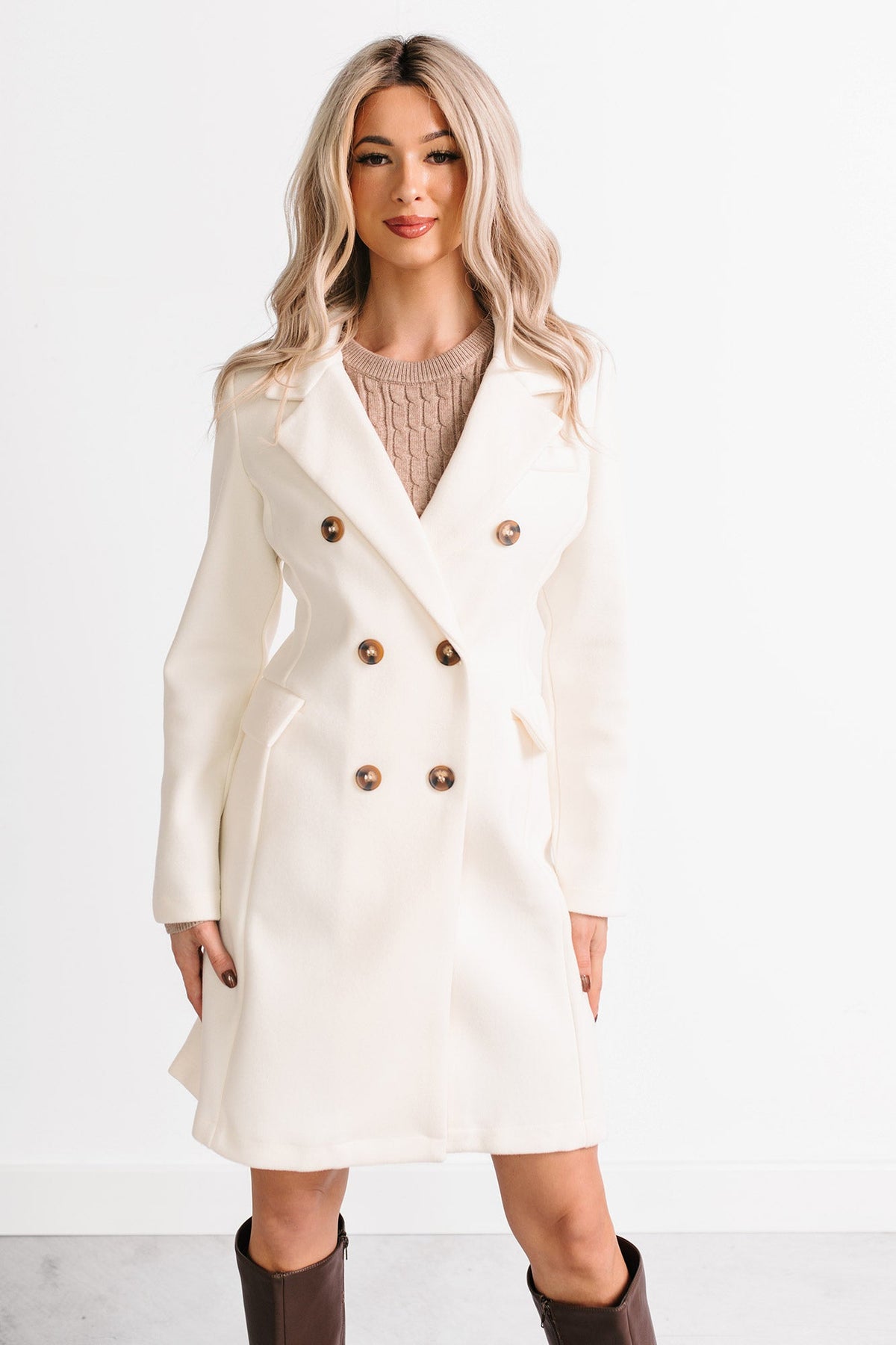 Downtown Drift Button Up Lightweight Coat (Ivory)